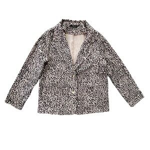 Emery Rose Women’s XL Light Blush Pink Black, Cheetah Print Knit Blazer Cardigan